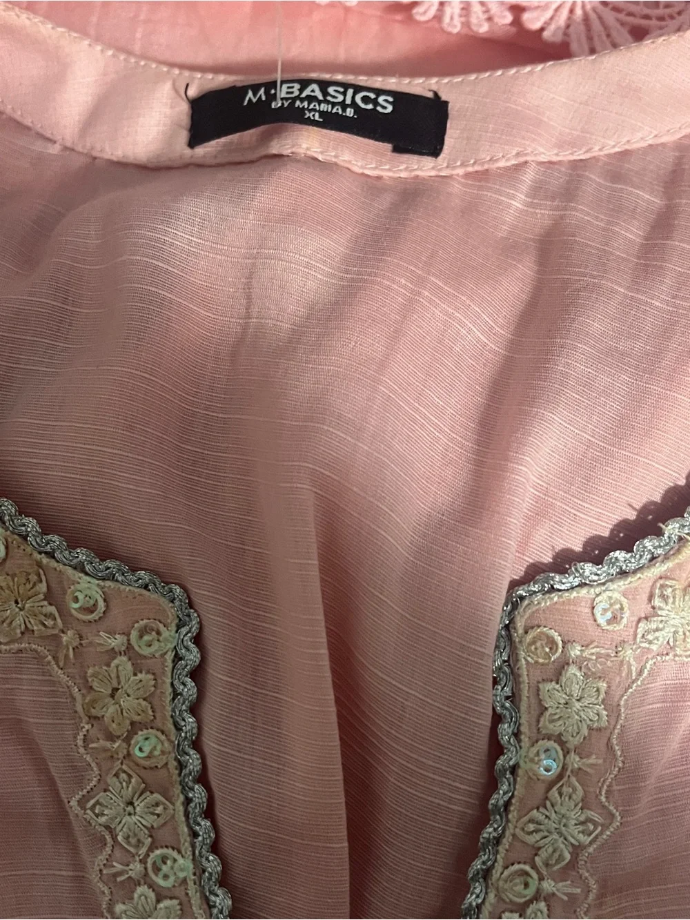 Elegant Pink Long Sleeve Embroidered Women's Dress Set